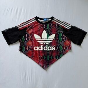 Adidas Snakeskin Crop Top - Size L - Custom Cut Mesh Design